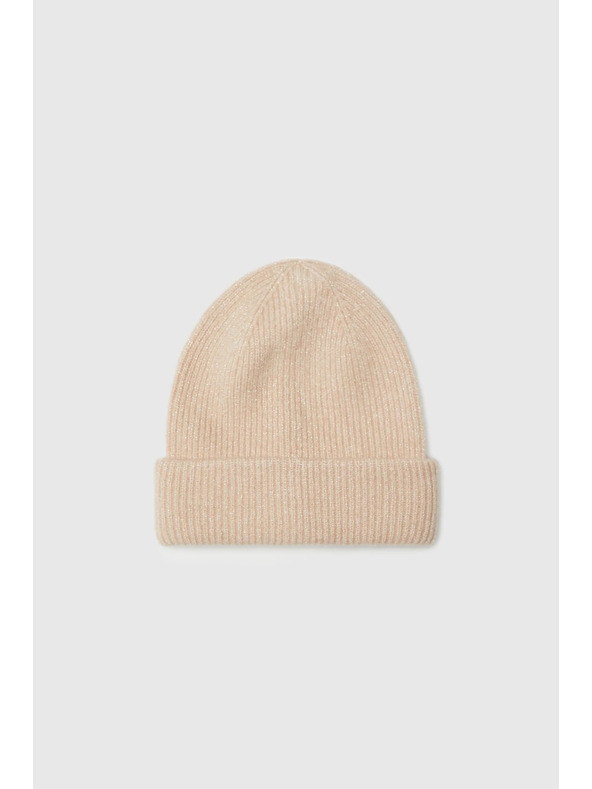 Moodo Бежова шапка с металически нишки Moodo