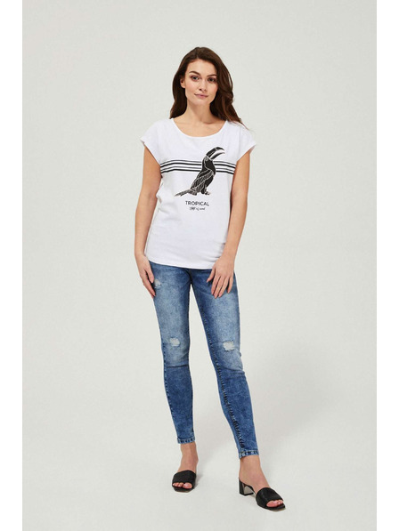 Moodo Сини тесни дънки със среден талия и разкъсвания Moodo