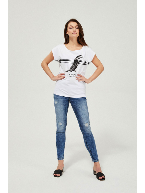 Moodo Сини тесни дънки със среден талия и разкъсвания Moodo