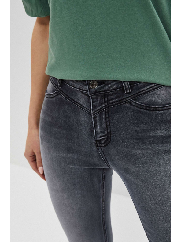 Moodo Графитени дънки с висока талия и разкъсвания на бедрата Moodo