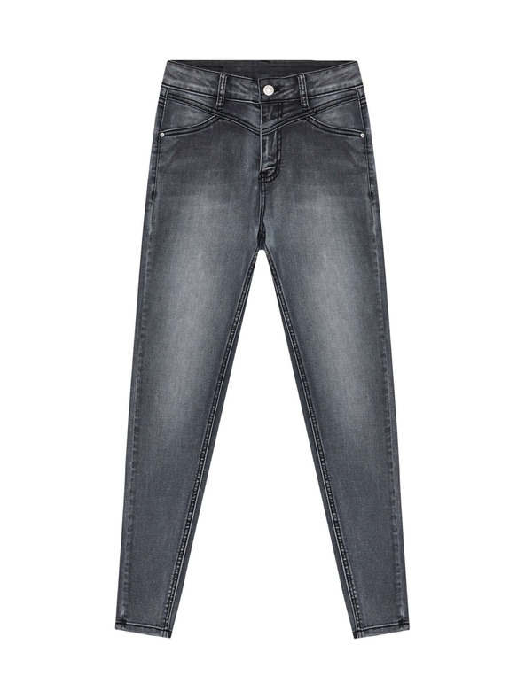 Moodo Графитени дънки с висока талия и разкъсвания на бедрата Moodo