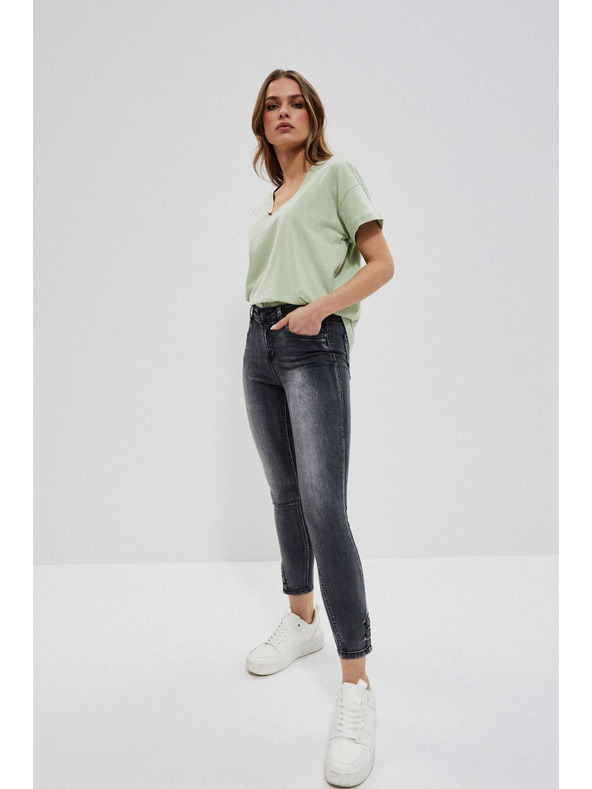 Moodo Графитени skinny дънки със среден талия и разкъсвания Moodo