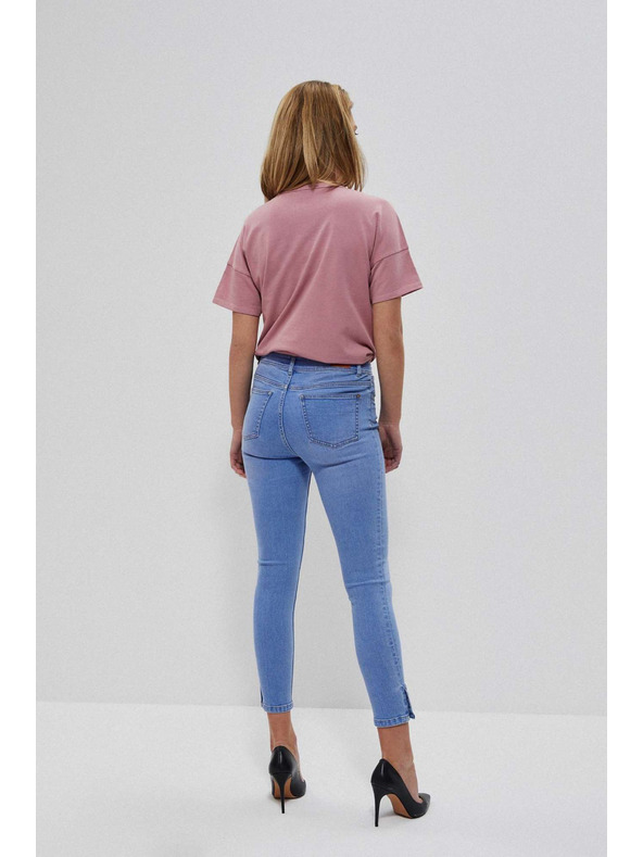 Moodo Сини дънки със среден талия и копчета на крачолите Moodo