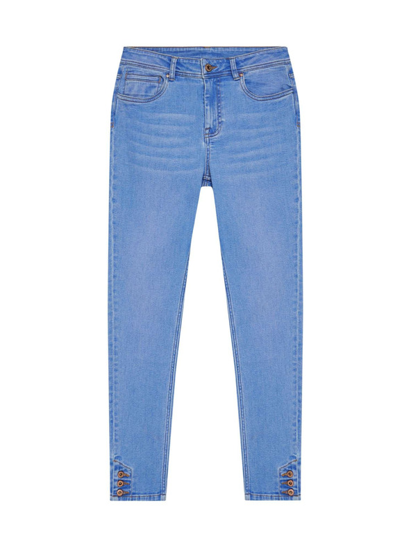 Moodo Сини дънки със среден талия и копчета на крачолите Moodo