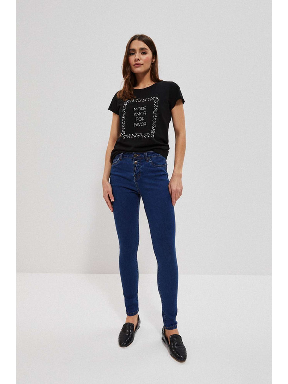 Moodo Тъмносини push up дънки с копчета Moodo