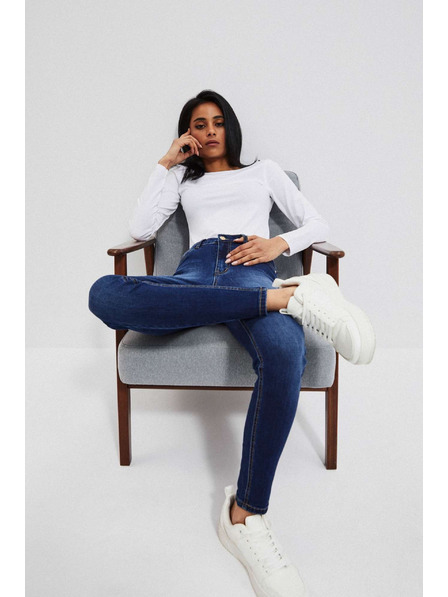 Moodo Тъмносини push up дънки с протъркани места по бедрата Moodo