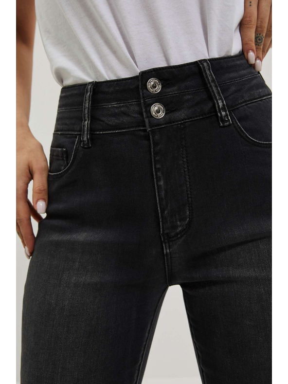 Moodo Скини дънки с двоен копче в графит Moodo