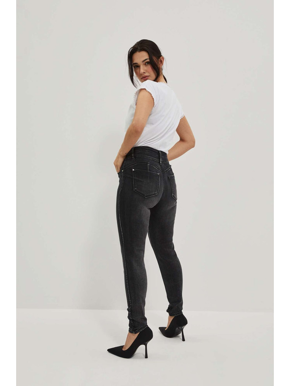 Moodo Скини дънки с двоен копче в графит Moodo