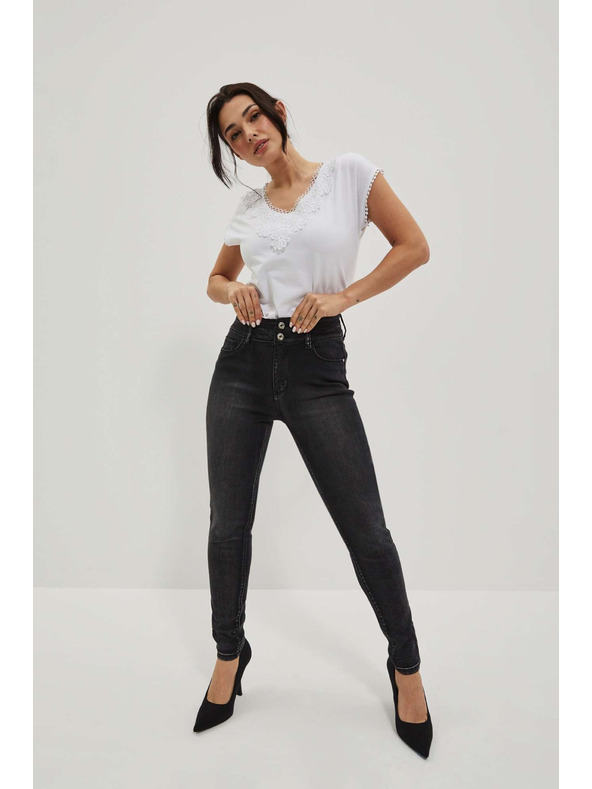 Moodo Скини дънки с двоен копче в графит Moodo