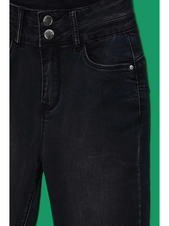 Moodo Скини дънки с двоен копче в графит Moodo