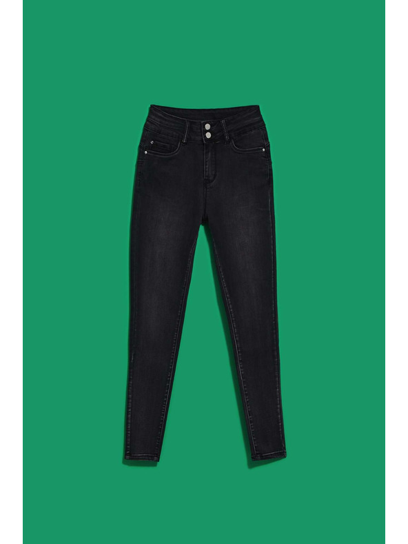 Moodo Скини дънки с двоен копче в графит Moodo