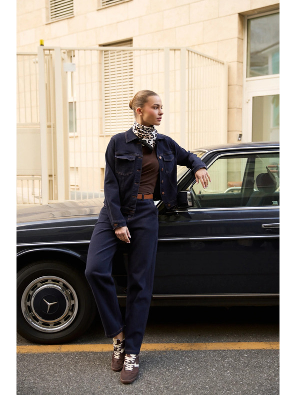 Moodo Тъмносини дънки с колан Moodo