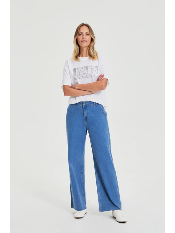 Moodo Дънки с широки крачоли сини Moodo