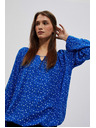Moodo Щампована риза с деколте тип лодка синя Moodo