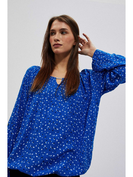 Moodo Щампована риза с деколте тип лодка синя Moodo