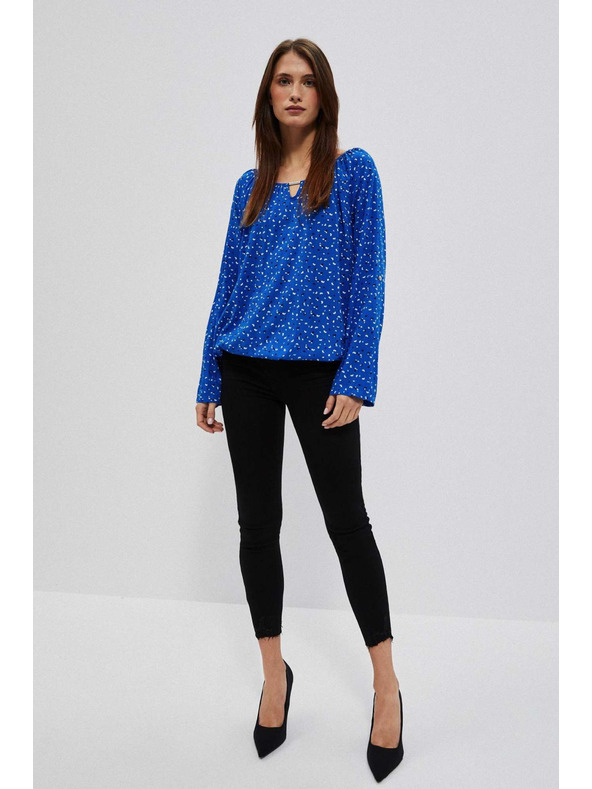 Moodo Щампована риза с деколте тип лодка синя Moodo