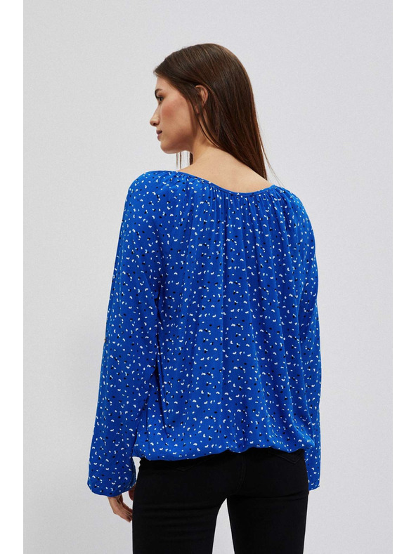 Moodo Щампована риза с деколте тип лодка синя Moodo