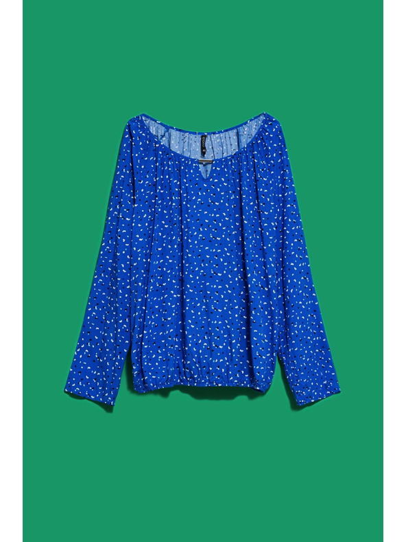 Moodo Щампована риза с деколте тип лодка синя Moodo