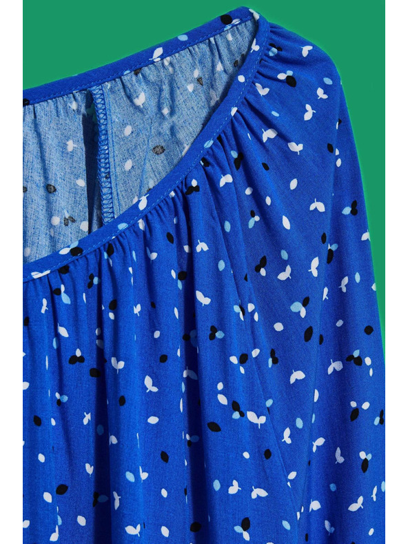 Moodo Щампована риза с деколте тип лодка синя Moodo