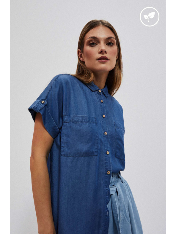 Moodo Тъмносиня лиоцелова риза Moodo