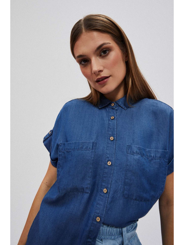 Moodo Тъмносиня лиоцелова риза Moodo