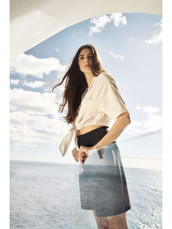 Moodo Ленена риза с връзване Moodo