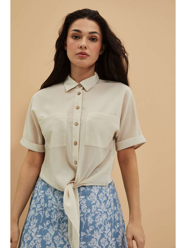 Moodo Блуза с връзване и пясъчен джоб Moodo