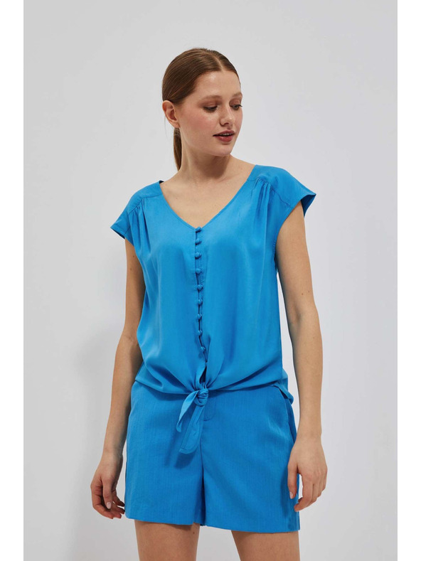 Moodo Азурена риза-тениска с връзване Moodo