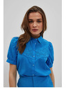 Moodo Азурена риза с набрани ръкави Moodo