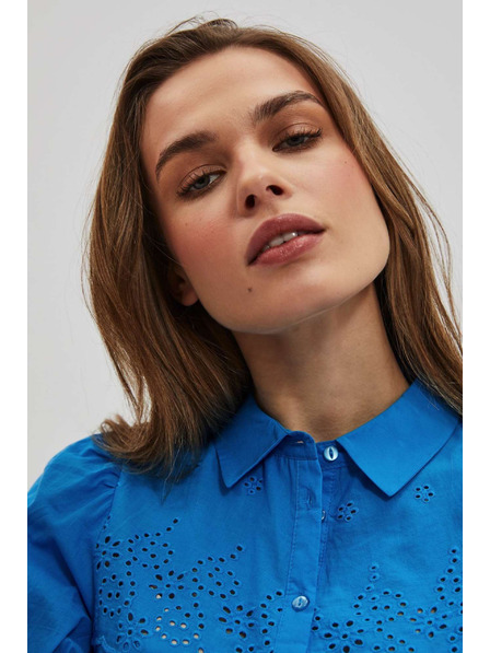Moodo Азурена риза с набрани ръкави Moodo