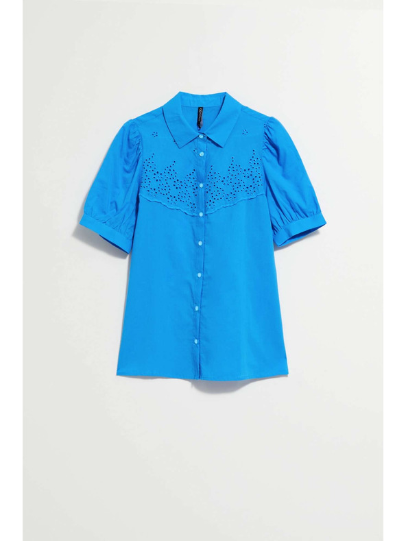 Moodo Азурена риза с набрани ръкави Moodo