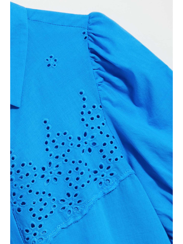 Moodo Азурена риза с набрани ръкави Moodo