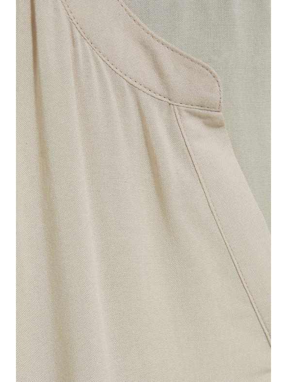 Moodo Пясъчно кафява риза Moodo с връзване в талията и деколте във формата на V