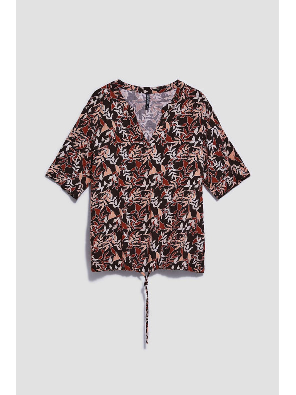 Moodo Тъмнокафява блуза с връзване Moodo