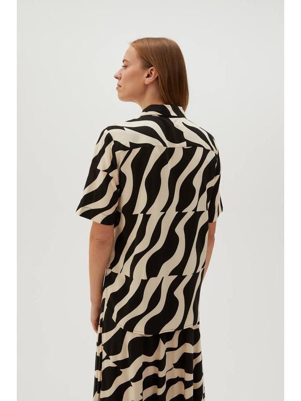 Moodo Вискозна риза с къси ръкави черна Moodo