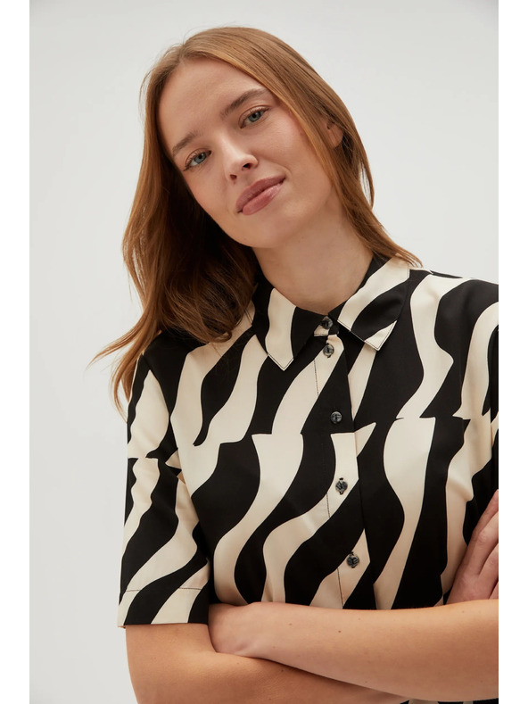 Moodo Вискозна риза с къси ръкави черна Moodo