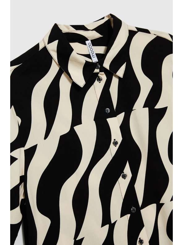 Moodo Вискозна риза с къси ръкави черна Moodo