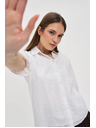 Moodo Бяла памучна блуза с обемни ръкави Moodo