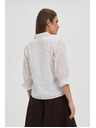 Moodo Бяла памучна блуза с обемни ръкави Moodo