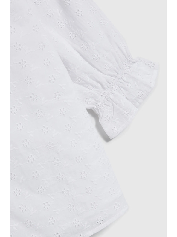 Moodo Бяла памучна блуза с обемни ръкави Moodo