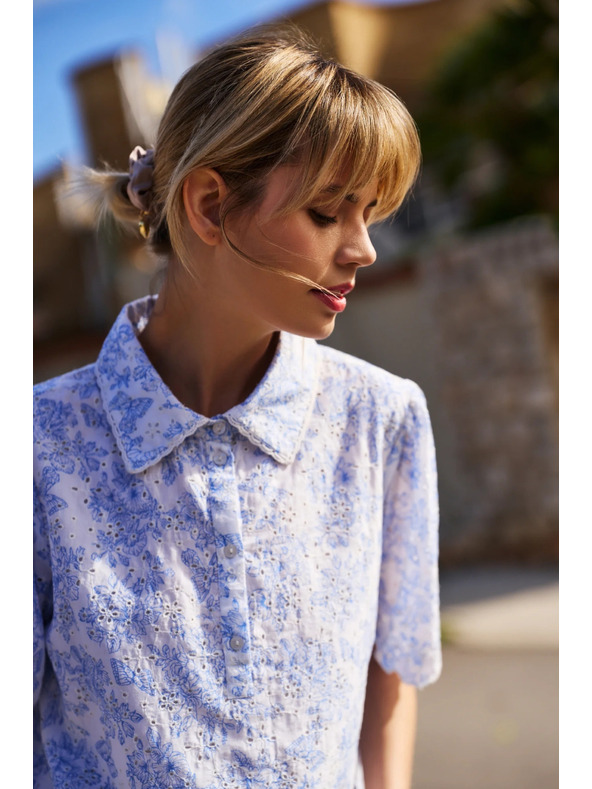 Moodo Бяла памучна блуза Moodo