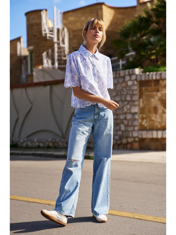 Moodo Бяла памучна блуза Moodo