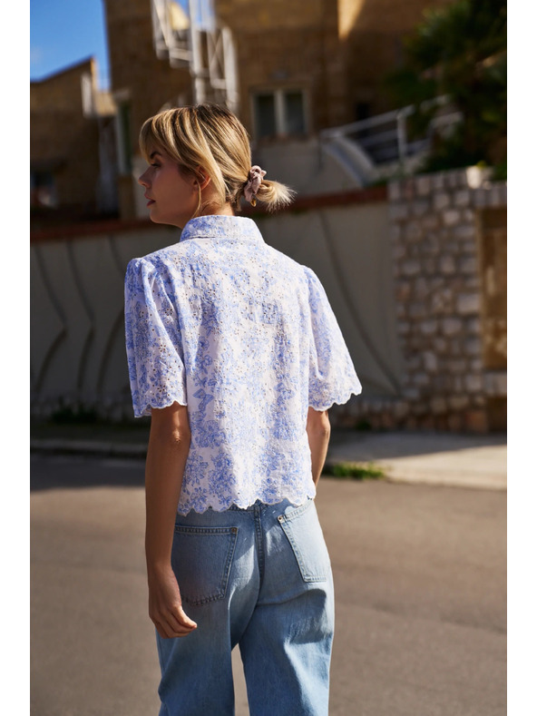 Moodo Бяла памучна блуза Moodo