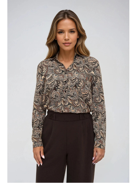 Moodo Щампована кафява риза Moodo