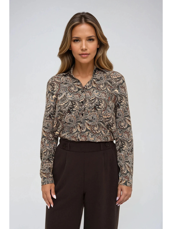 Moodo Щампована кафява риза Moodo