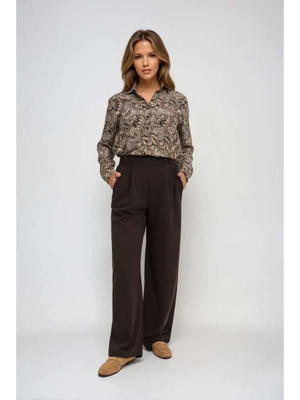Moodo Щампована кафява риза Moodo