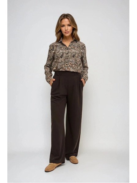 Moodo Щампована кафява риза Moodo