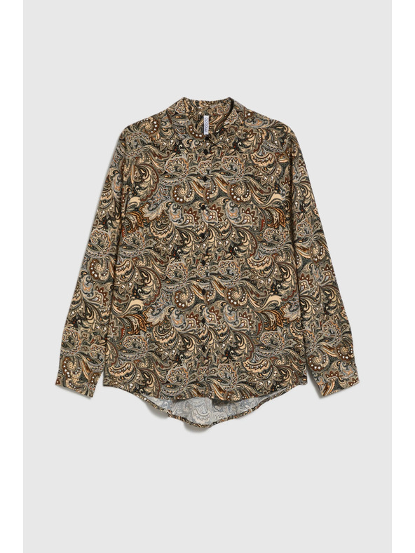Moodo Щампована кафява риза Moodo