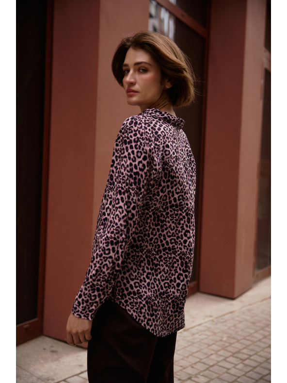 Moodo Розова вискозна риза с леопардов принт Moodo