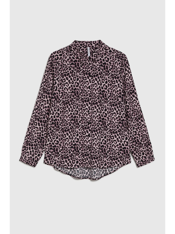 Moodo Розова вискозна риза с леопардов принт Moodo